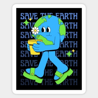 Illustration of Earth Holding Flowers Magnet